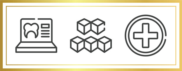 hospital outline icons set. linear icons sheet included null, sugar cube, red cross vector.