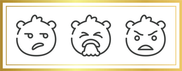 emoji outline icons set. linear icons sheet included disappointed emoji, disgusted emoji, angry vector.