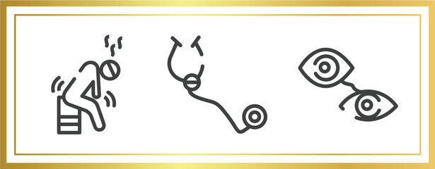 outline icons set. linear icons sheet included weak, stethoscope, eyes vector.