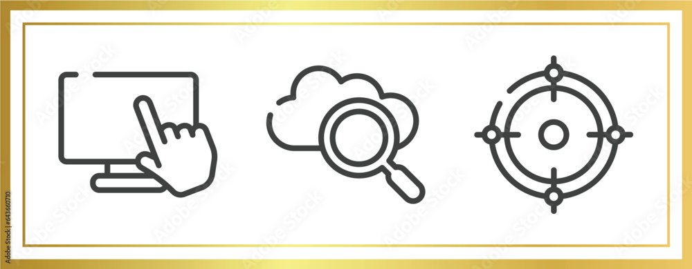 Poster cursors and pointers outline icons set. linear icons sheet included computer touch screen, internet 