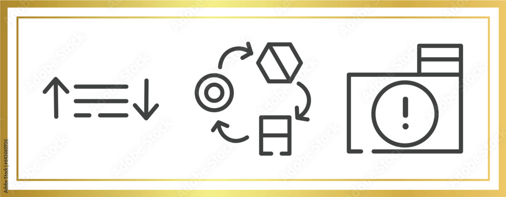 Poster cyber robbery outline icons set. linear icons sheet included sorting, transformation, infected folde