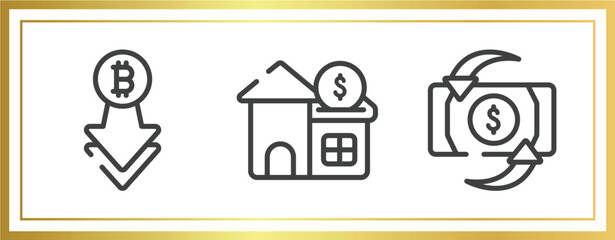 investing outline icons set. linear icons sheet included decline, reit, return on investment vector.