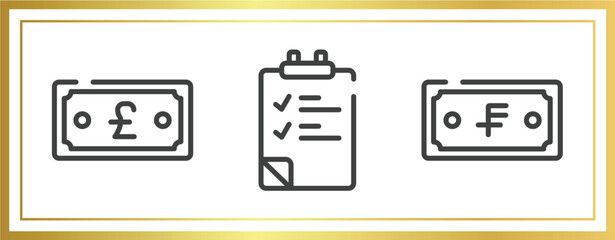 strategy outline icons set. linear icons sheet included card payment, fintech, launching vector.
