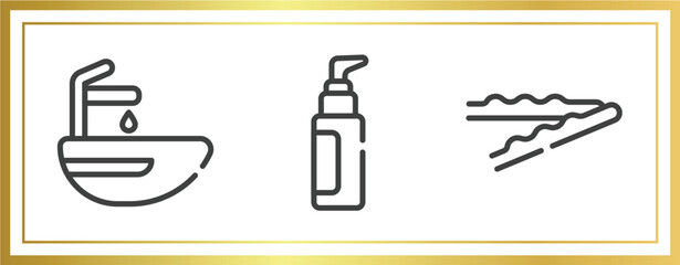 Fototapeta premium beauty salon outline icons set. linear icons sheet included hair washer sink, liquid makeup, bobby pins vector.