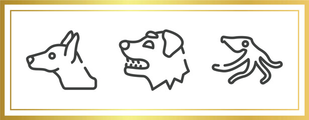 free animals outline icons set. linear icons sheet included doberman dog head, border collie dog head, wild octopus vector.