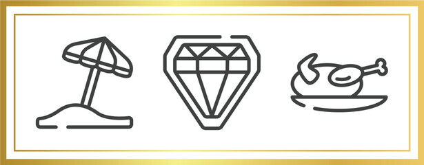 thanksgiving outline icons set. linear icons sheet included sun umbrella, diamonds, turkey vector.