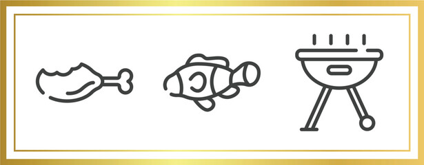 spring outline icons set. linear icons sheet included leg, clown fish, vector.