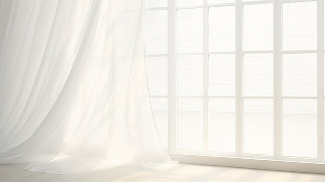 窓と白いカーテン