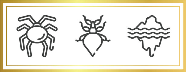 nature outline icons set. linear icons sheet included null, leaf insect, glacier vector.