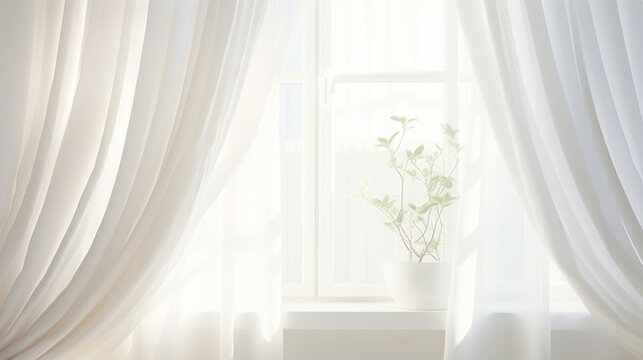 窓と白いカーテン