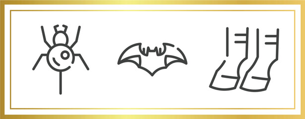 animals outline icons set. linear icons sheet included spider, bat, hoof vector.