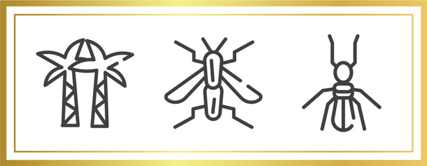 insects outline icons set. linear icons sheet included palm tree, wasp, termite vector.