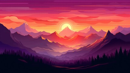 illustration photo of relax with mountain sunset view