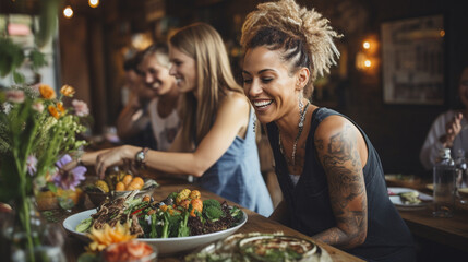 An inspiring shot of a vegan food workshop, where participants learn to create delicious, cruelty-free dishes from scratch