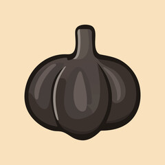 Vector illustration of 
fermented garlic. Healthy food and vegetables concept. Illustration for books, magazines, menu. Clipart ingredients. Hand drawn style garlic bulbs with outline.