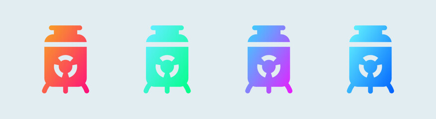 Nuclear solid icon in gradient colors. Atomic energy signs vector illustration.