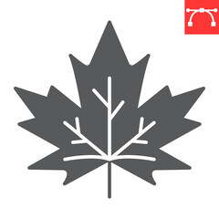 Maple leaf glyph icon, thanksgiving and Canada, maple leaf vector icon, herb vector graphics, editable stroke solid sign, eps 10.