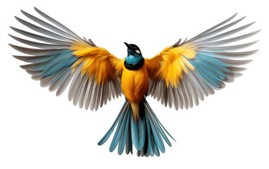 Naklejka premium Colorful Bird Isolated on Transparent PNG Background, rendering. Generative AI