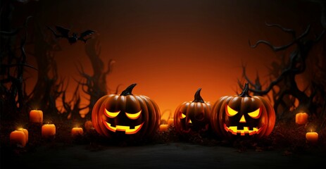 Spooky Halloween banner provides ample room for your custom text