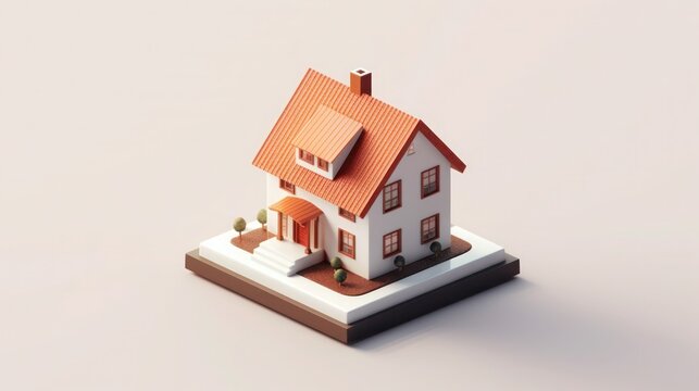 3d icon house with clean background