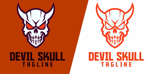 Devil Skull Illustration: Logo, Mascot, Vector Graphic for Sports and E-Sport Teams, Demon Skull Mascot Head Art