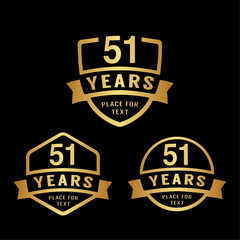 51 years anniversary celebration logotype. 51st anniversary logo collection. Set of anniversary design template. Vector illustration.
