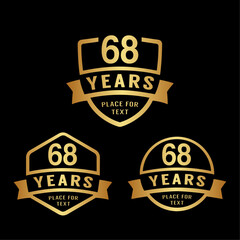 68 years anniversary celebration logotype. 68th anniversary logo collection. Set of anniversary design template. Vector illustration.