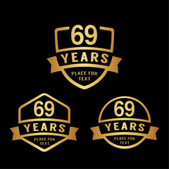 69 years anniversary celebration logotype. 69th anniversary logo collection. Set of anniversary design template. Vector illustration.