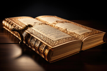 An open Hebrew Bible with its intricate calligraphy and timeless verses, symbolizing a connection to divine teachings