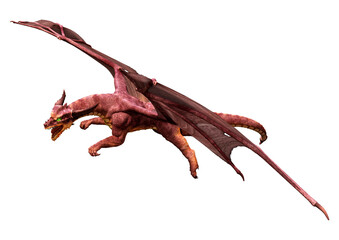 3D Rendering Fairy Tale Dragon on White