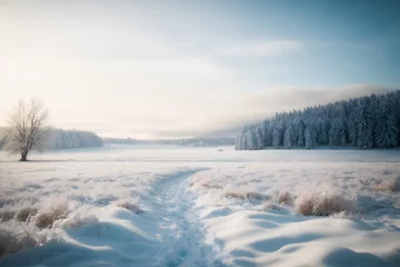 Schapenvacht deken met foto Donkergrijs Winter beautiful landscape with trees