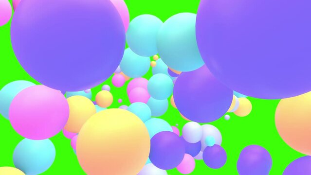 Colorful Bouncing Balls On Green Screen Background Animation.