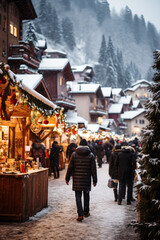 Beautiful and romantic Christmas markets. AI generative.