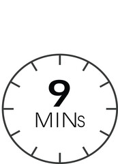 9 minutes clock timer sign vector design suitable for many uses