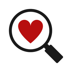Magnifying glass and heart icon. Illustration