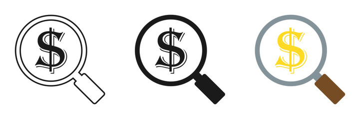 Magnifying glass and check mark icon. Set of illustrations