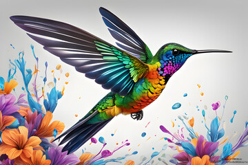 Obraz premium Vibrant and Energetic Hummingbird Abstract Burst - Stunning Colors in Motion