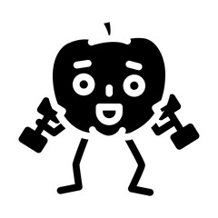 apple fruit fitness character glyph icon vector. apple fruit fitness character sign. isolated symbol illustration