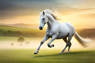 Obraz na płótnie Canvas horse on the meadow generated ai