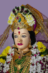 Idol statue of Goddess Maa Durga, Happy Navratri and Dussehra