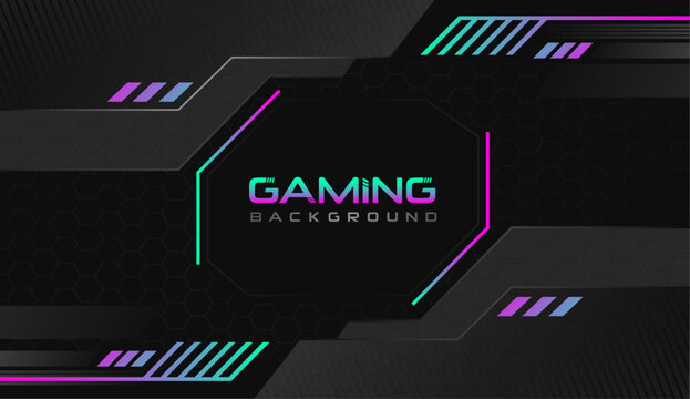Abstract futuristic black and gradient gaming background with modern esports shapes