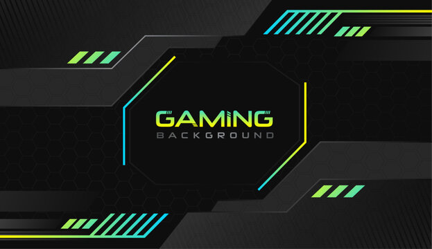 Abstract futuristic black and green gaming background with modern shapes