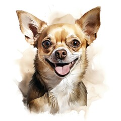 Cute dog portrait in style of watercolor painting, wall art poster