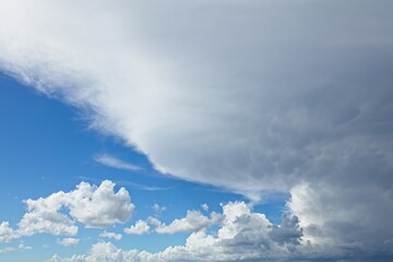Sky with white clouds and clear blue sky.