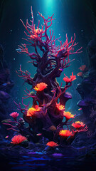 Fototapeta na wymiar Vibrant Reef: A Colorful Digital Illustration of Underwater Life