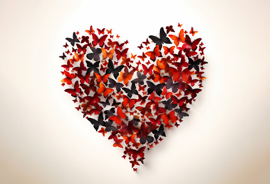 big enormous heart composed from flowers butterflies or another small hearts generative ai image