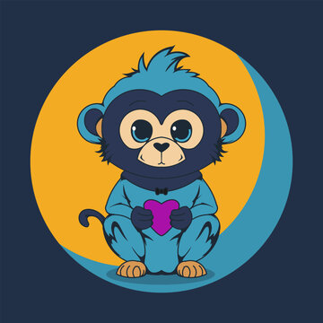 recommend clip art: Chibi monkey cute character logo design