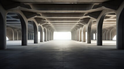 Naklejka premium Parking are with concrete pillars with copy space for text