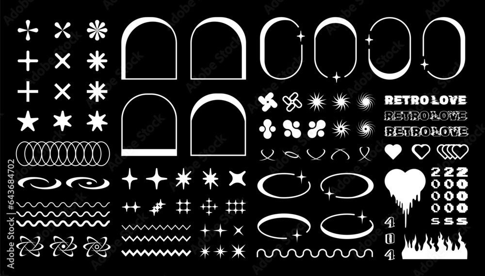 Canvas Prints retro shapes and frames, y2k graphic design elements, vector collection of 2000s graphic geometric f