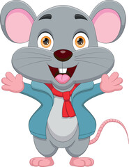 cartoon cute mouse waving